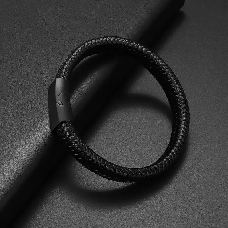 Men Handwoven Leather Bracelet With Metal Buckle leather bracelets,leather bracelet,woven bracelets,bangle bracelet
