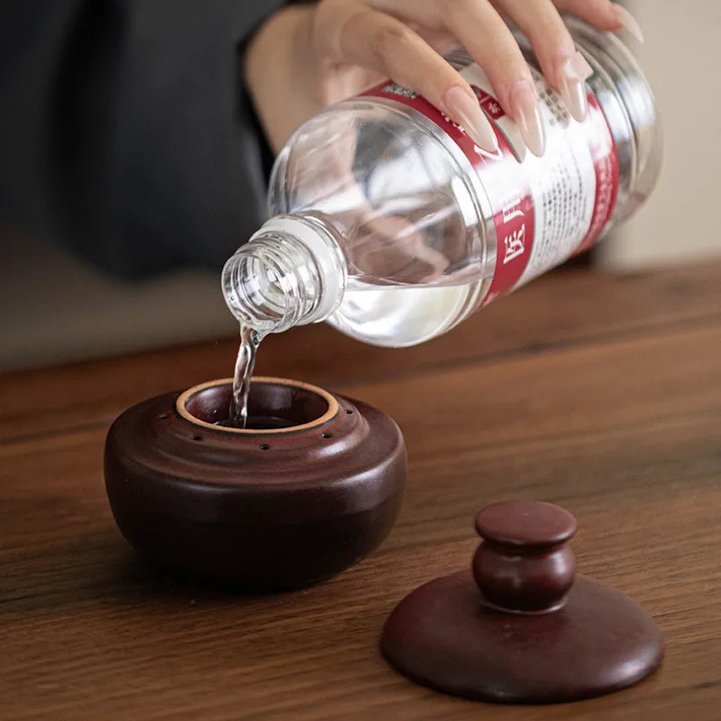 Creative Glass Alcohol Lamp Warm Tea Stove Around The Stove To Boil Ceramic Heating Base Chinese Retro Tea-burning Tea Warmer