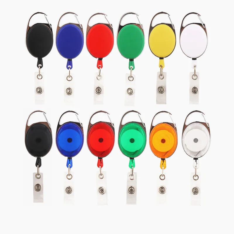 Retractable Badge Reel Zinc Alloy Plastic ID Lanyard Name Tag Card Badge Holder Reels Recoil Belt Key Ring Chain Clips