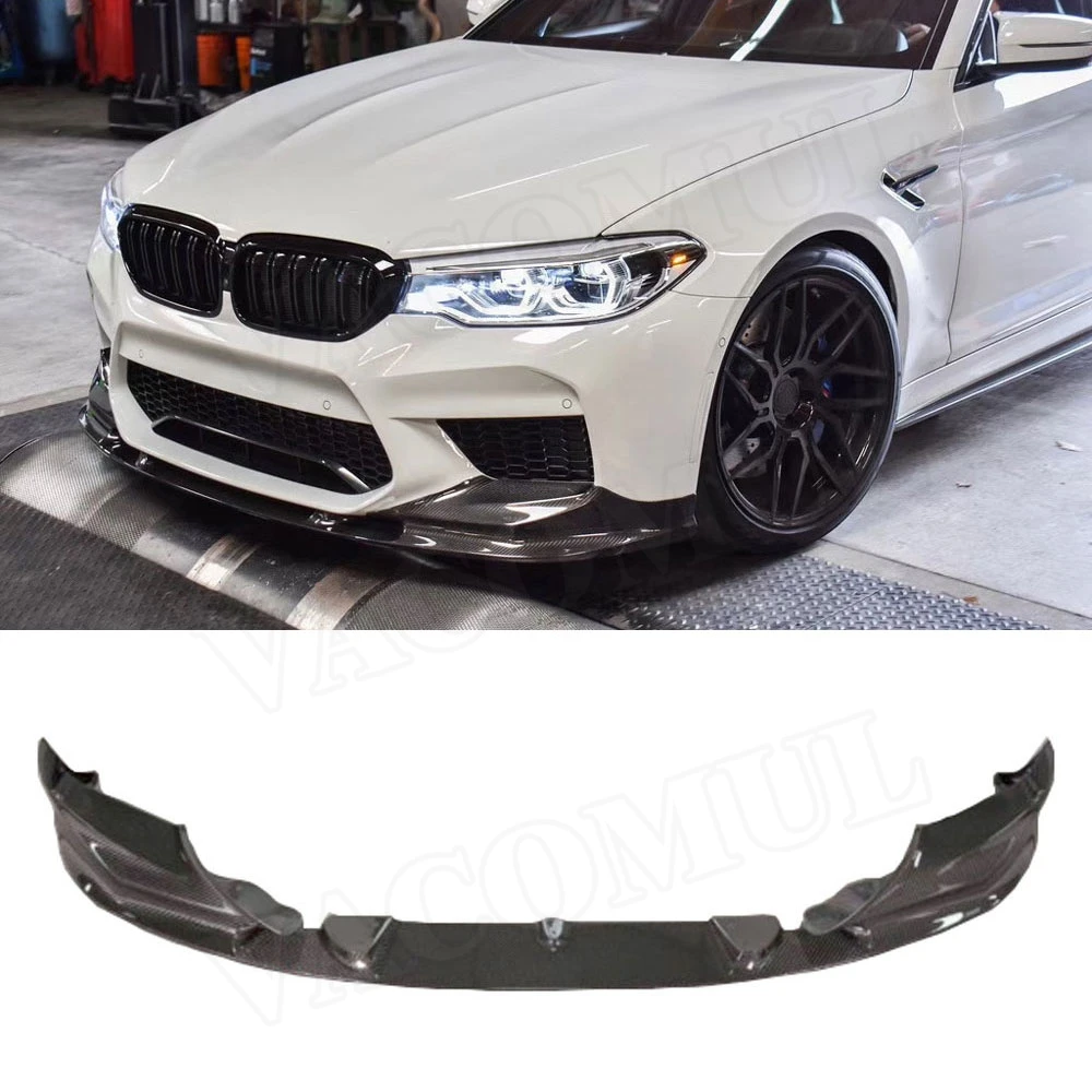 

Dry Carbon Fiber Front Bumper Lip Spoiler Splitters For BMW 5 Series F90 M5 Original Bumper 2018 2019 3D Style FRP Head Bumper