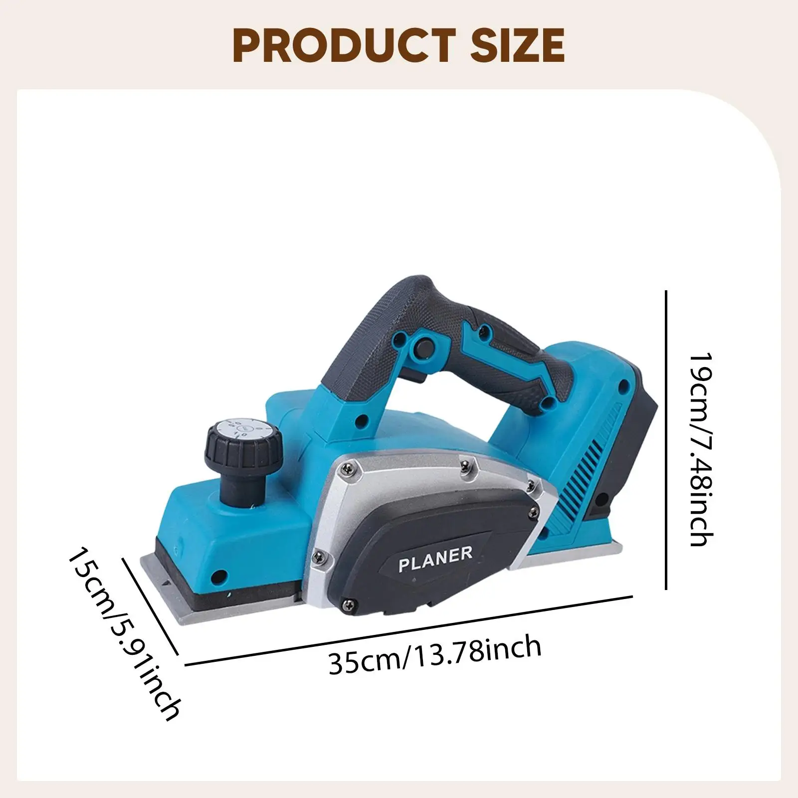 Cordless Bench Planer Portable Adjustable Depth Wood Planing Machine for Home DIY Carpentry Woodworking Tabletop Projects