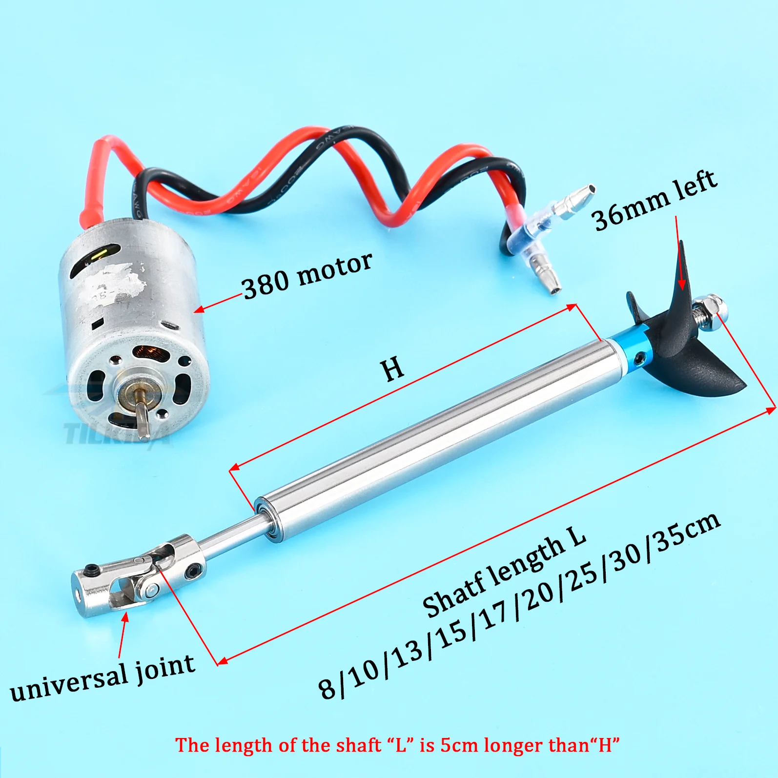 RC Boat 380 Motor with Shaft+Propeller Kit Shaft Assembly Spare