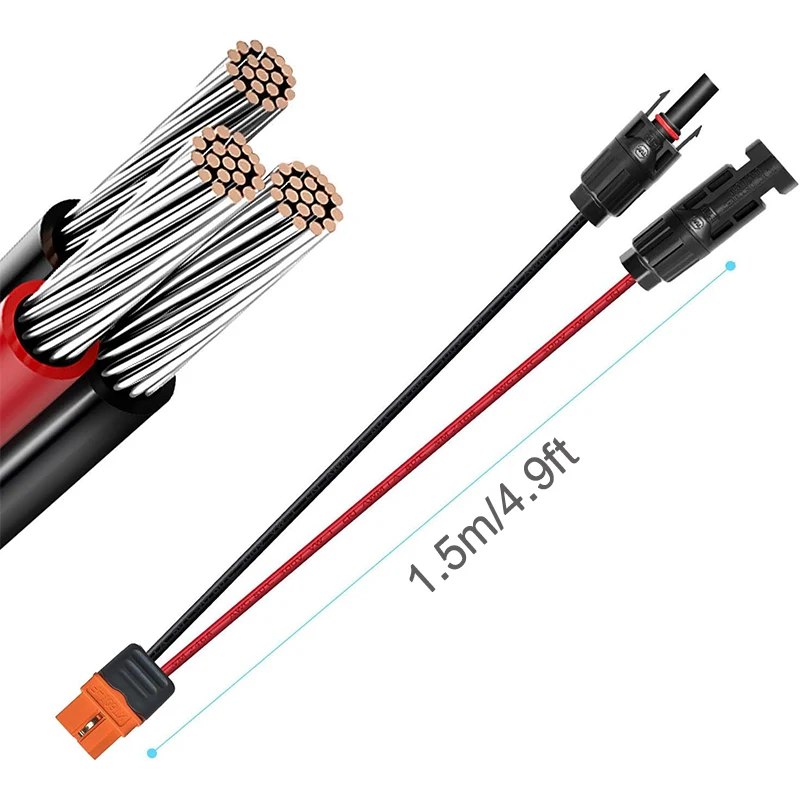 Solar Connector to XT60I-F Extension Cable 1.5m/5ft 12AWG for Ecoflow RIVER 2/2 Max/2 Pro/DELTA 2/Max (2000)/DELTA Pro etc. solar panel connector cable