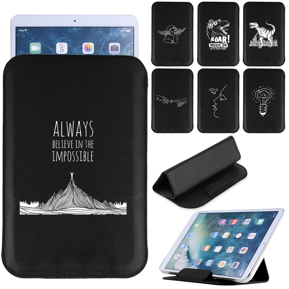 

Universal Tablet Bag Case Magnetic Sleeve Pouch 7 8 10 Inch Folding Leather Stand Cover White Picture Printed Pattern Holder