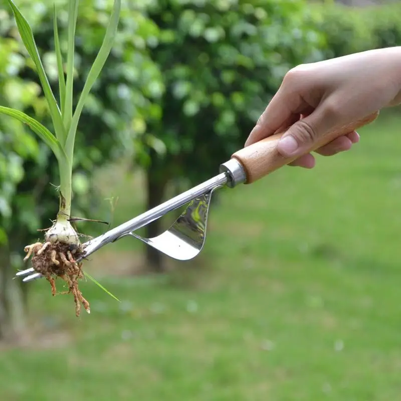 

Hand Weeder Garden Weeding Tools Root Extractor With Wood Handle Stainless Steel Garden Weeder Multi-function Gardening supplies