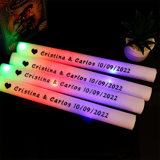 LED Glow Foam Sticks Glow Sticks Cheer Tube Customized Personalized Sticks  Light Up Batons Wands Glow In The Dark Wedding Party - AliExpress