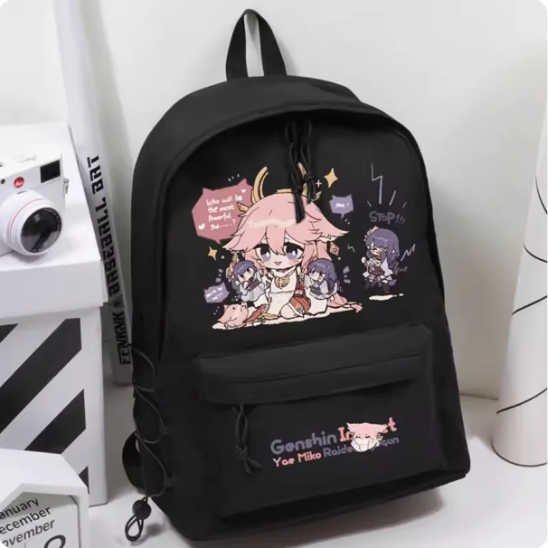Anime Genshin Impact Yae Miko  Big Capacity Girls Bagpack Backpack Travel Bag Boy Teenager Schoolbag