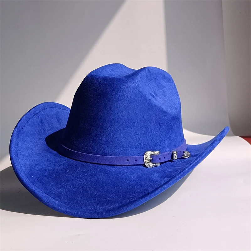 Cowboyhut Wildlederhut Marlboro Western-Stil Lederriemen Filzhut Herren- und Damen-Filzhut für Herbst und Winter Sombrero Vaquero – Detail 13