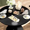 32 Inch Round Dining Table, Black Tulip Dining Table Tulip Table W/0.71" Thickness & Metal Pedestal Base for 2 to 4 People 5