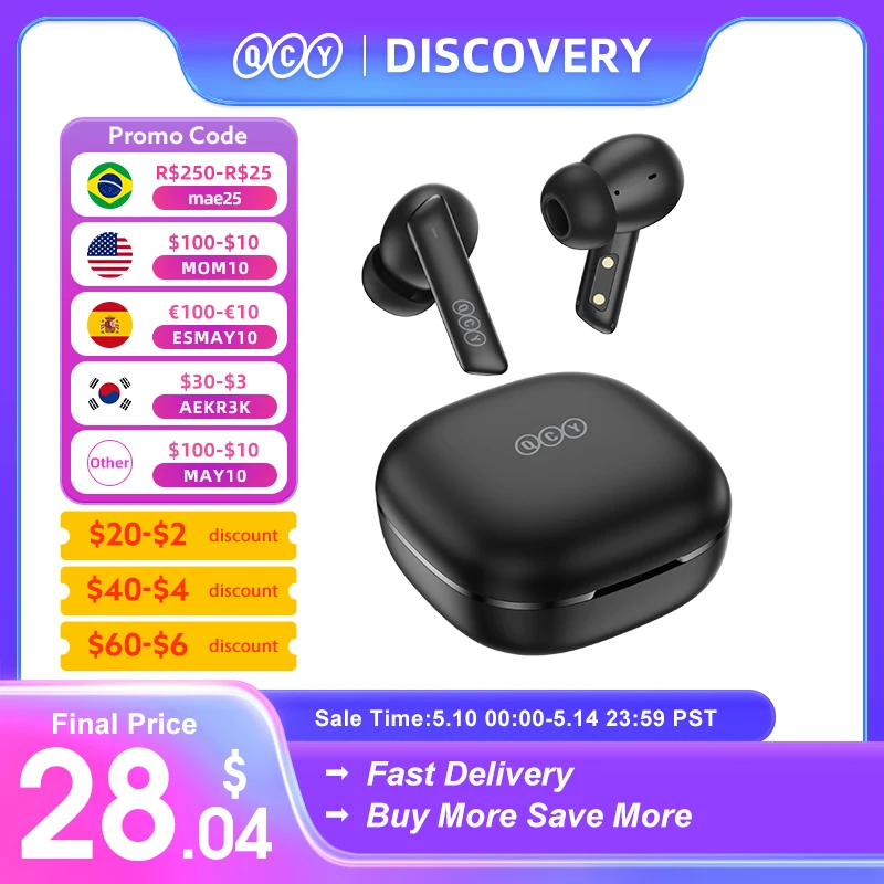 Qcy Bluetooth Wireless Earbuds Noise Cancellation Headset Qcy