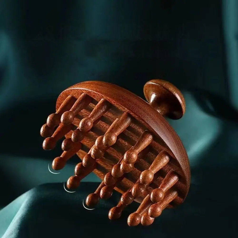 Scalp Relax Meridian Massage Comb Blood Circulation Anti-static Sandalwood Hair Comb Sandalwood Wooden Handle