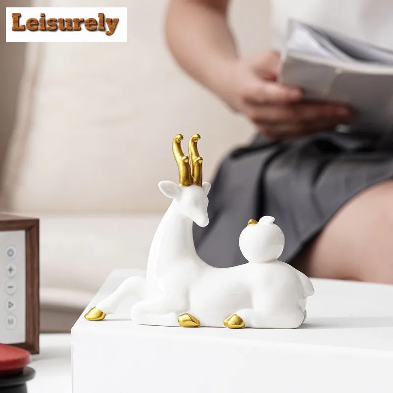 Safe Journey Deer Tea Pet Antique Fish Tank Landscaping Tea Figurine Play Toys Tea Statue Ornaments Tea Table Accessories Craft