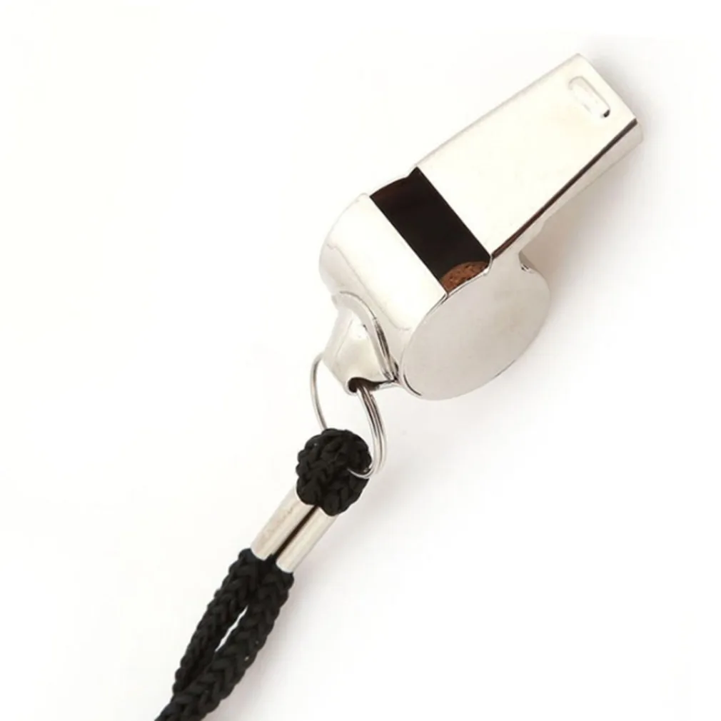 Referee Sport Rugby Stainless Steel Metal Whistle with Rope
