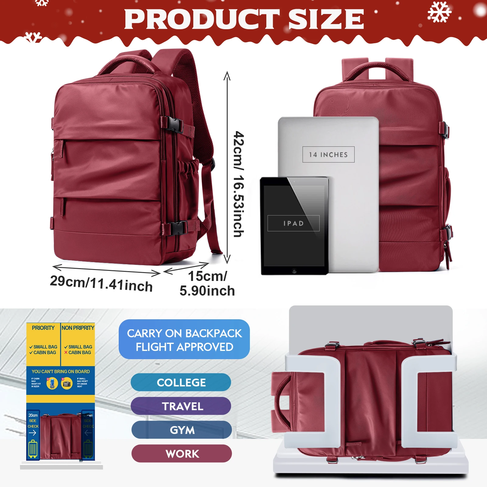 Ryanair Backpack Travel Cabin Plane 40x20x30 Women Men Backpack, Laptop Bag Executive Backpack, Handluggage Backpack, Bookbag