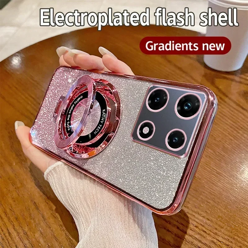 Electroplating Soft Glitter TPU Phone Case with Magnetic Bracket