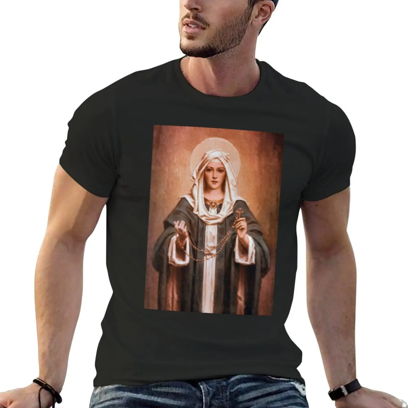 

Our Lady of the Rosary Poster T-Shirt anime t shirts shirts graphic tee mens t shirts top quality