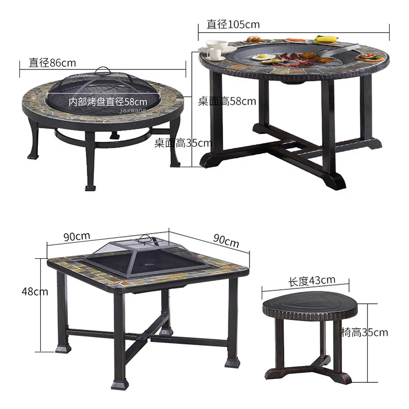 Household Garden Fire Pits Outdoor Hotel Barbecue Stove Set Villa Courtyard Heating Furnace Wrought Iron Balcony Winter Heaters