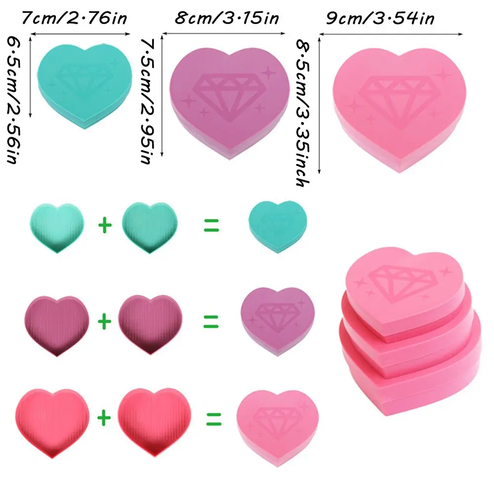 Plastic Diamond Painting Trays with Lid DIY Heart Shape for