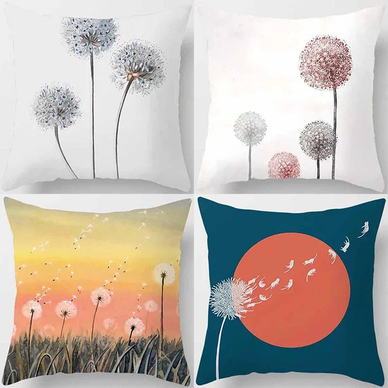 

45x45cm dandelion print square pillow cover Car sofa Seat cushion Room aesthetic Bedroom Home decor embrace pillowcase