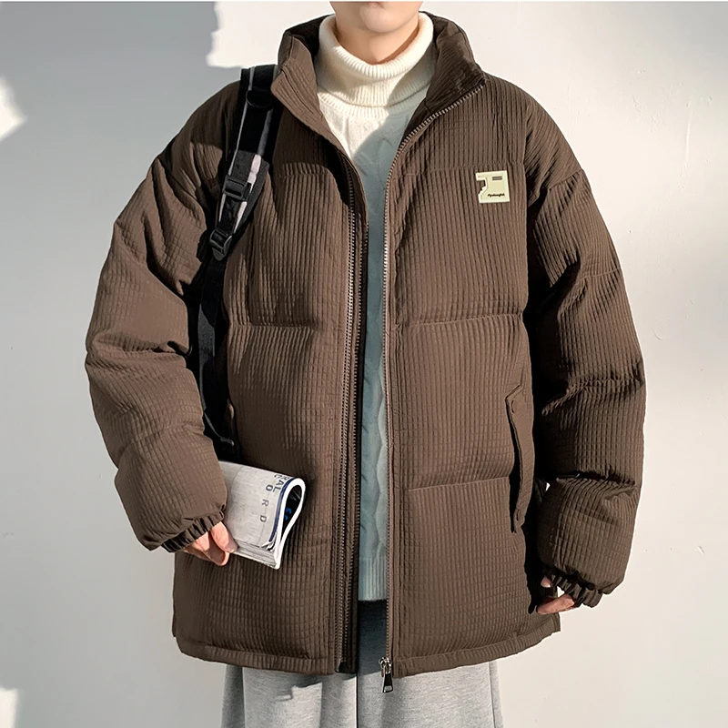 Winter Warm Men Paraks Thicken Fleece Man Oversized Parkas Korean Stand Collar Jackets Men's Casual Zipper Jackets Male Outwears