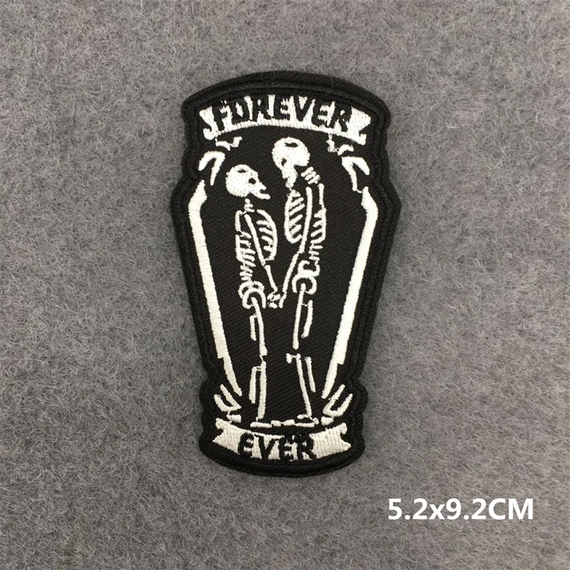Black and White Ghost Zipper Embroidered Iron-On Punk Patches