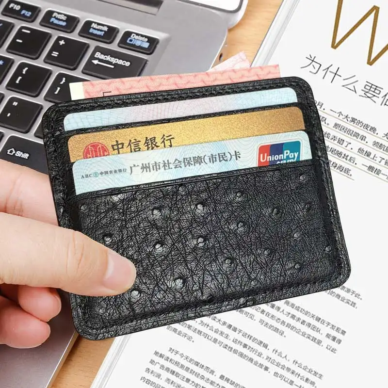 New Ostrich Skin Ultra-thin Card Bag Genuine Leather High-end Card Holder For Men And Women 50