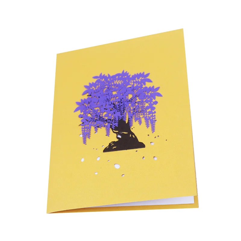 Romantic 3D Wisteria Pop Up Greeting Card, Valentine's Day, Flowers, Wedding Invitation, Gift, Sympathy Card, Blessing Card