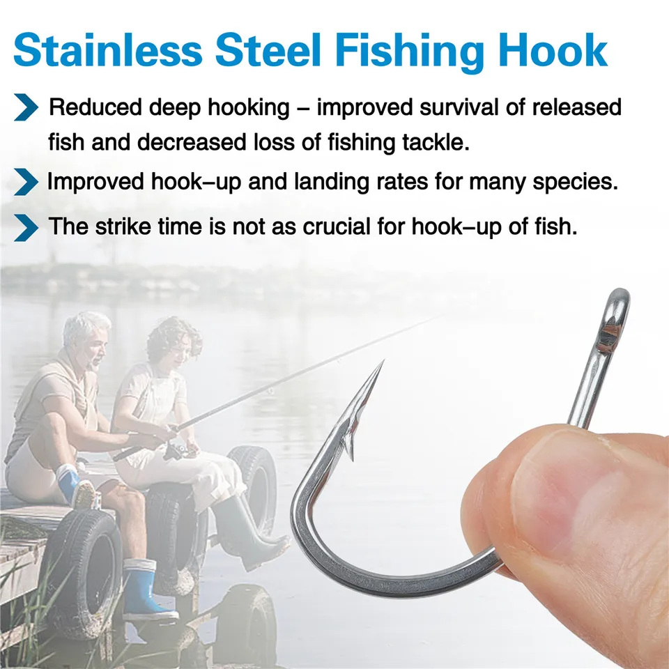 Ami Da Pesca Circolari In Acciaio Inox Per Esche Vive - 2 Ganci Forti, Misure 1/0 A 10/0, Acqua Salata E Dolce
