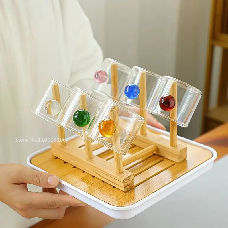 110ml Espresso Cups Small Cups Home Glass Ball Handle Coffee Cup Tea Water Cup Saucer Steak Juice Bucket Table Decor