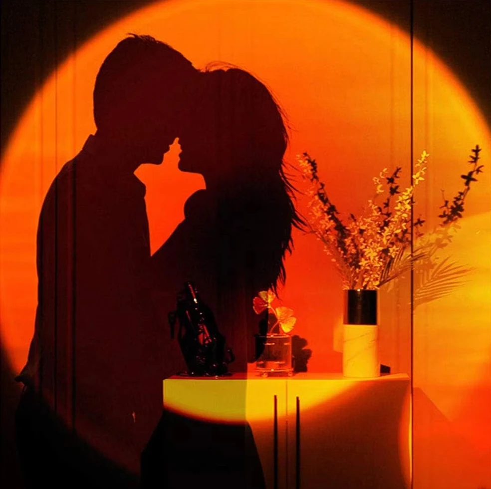 1pc USB Sunset Lamp LED Rainbow Neon Night Light Projector Photography Wall Atmosphere Lighting for Bedroom Home Room Decor Gift