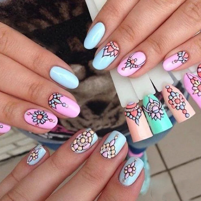 1 sheet 3d Nail Art Sticker Adhesive Sticker Decals Tool DIY Nail Decoration Tool Embossed Flower
