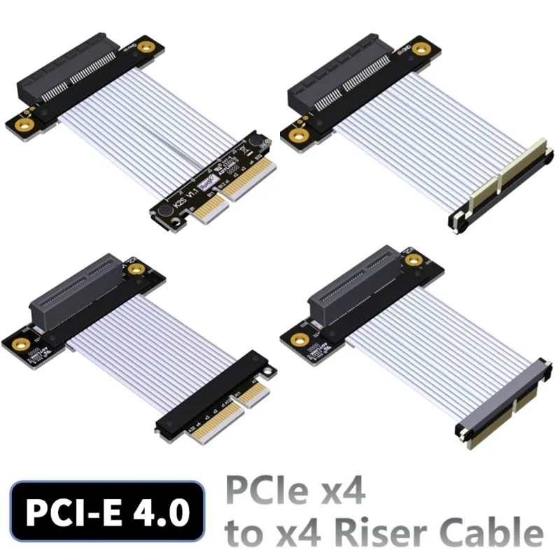 Cabo Riser Pcie x4 Ângulo Reto de 90 Graus Extensão Pcie 4.0×4 a x4 64gbps Cartão Riser Pci Express 4x Extensor de Fita Gpu