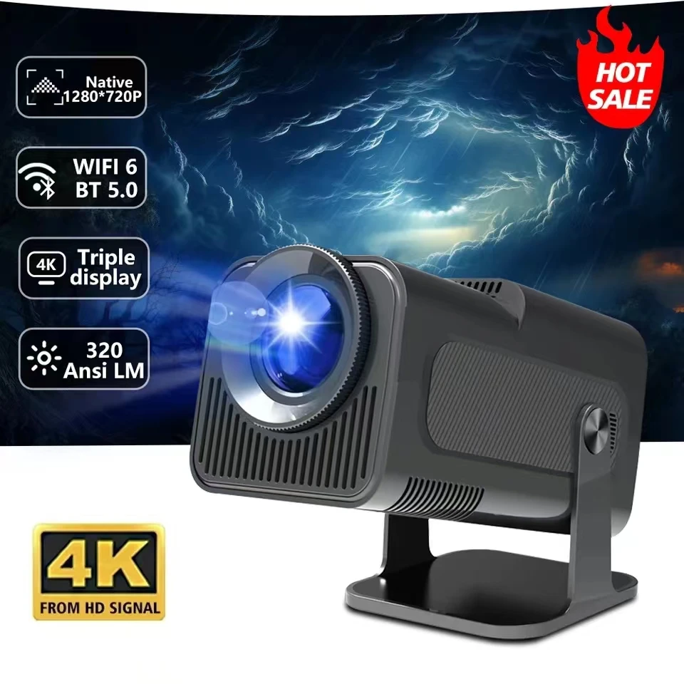 HY-320Mini 휴대용 신형 네이티브 720P 올위너 H713 안드로이드11 4K 프로젝터 320ANSI Wifi6 BT5.0 시네마 야외 회전형 프로젝터