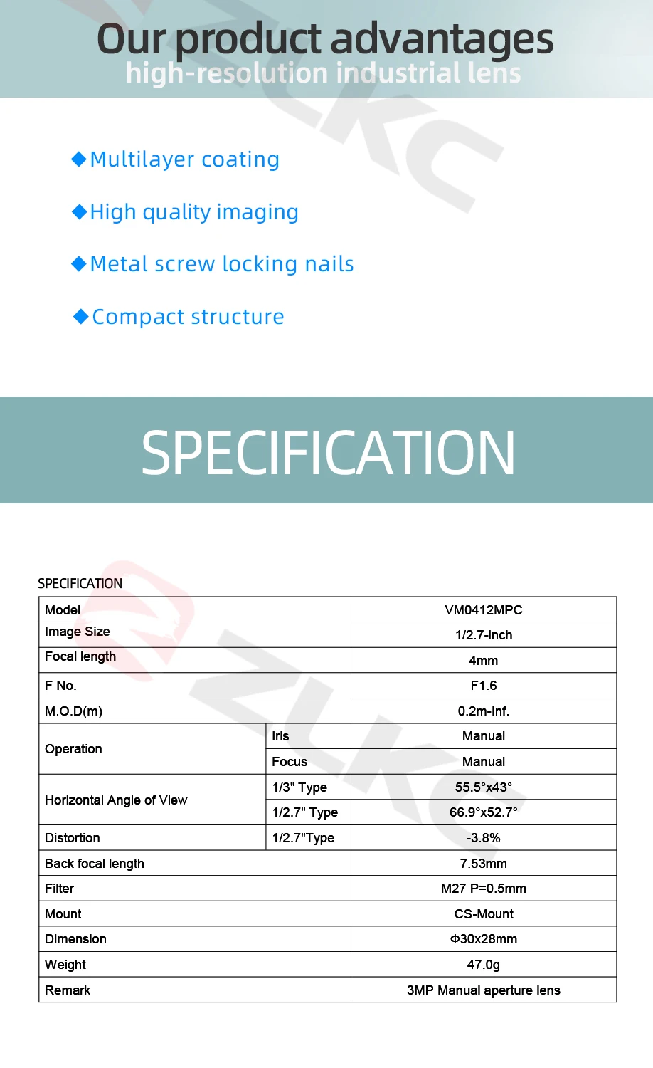 Cs montieren 4 mm Objektiv Industrie objektiv mit 1/1/2 "Format 3Megapixel CCTV-Objektiv manuelle Iris fa Bild verarbeitung festes Fokus objektiv 1080p – Detail 2
