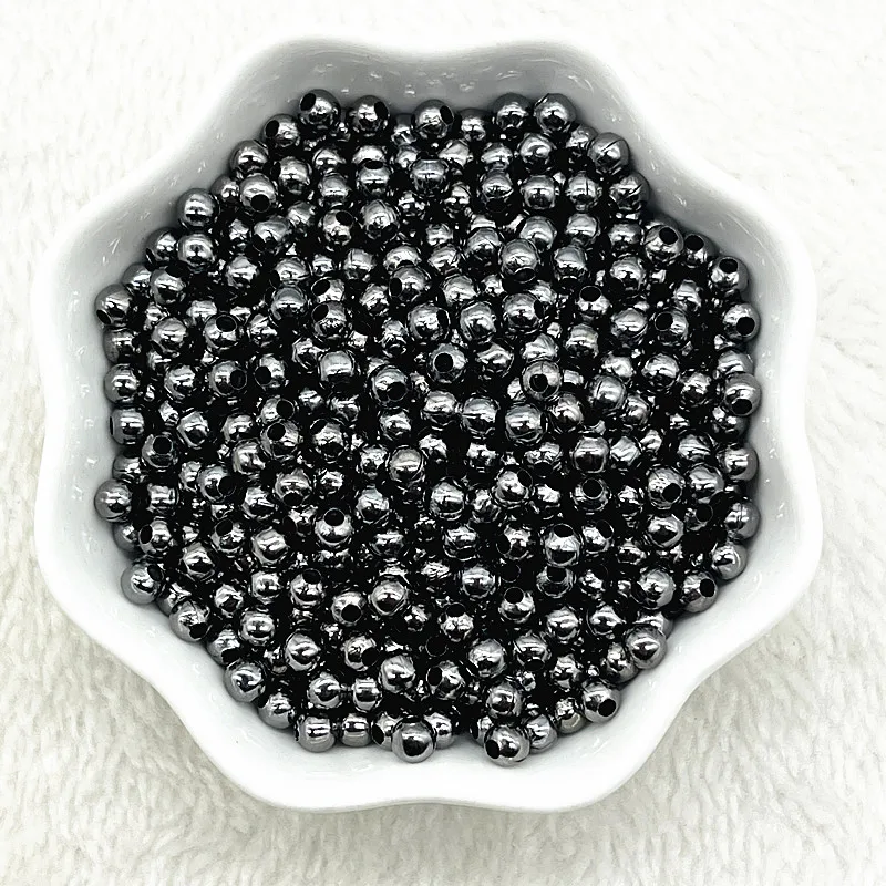 Elegant Plating Metal Beads: Smooth Ball Spacer for Jewelry Crafting and Handmade Accessories