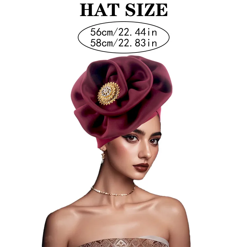 Übertriebene große Blume afrikanische Frauen Turban Kappe nigerianische Hochzeit Auto Gele Headtie weibliche Kopf Wraps Turbante Hut – Detail 2
