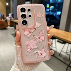 Radiant Butterfly Glitter Bling TPU Phone Case Cover - Galaxy S26+ (Pink)