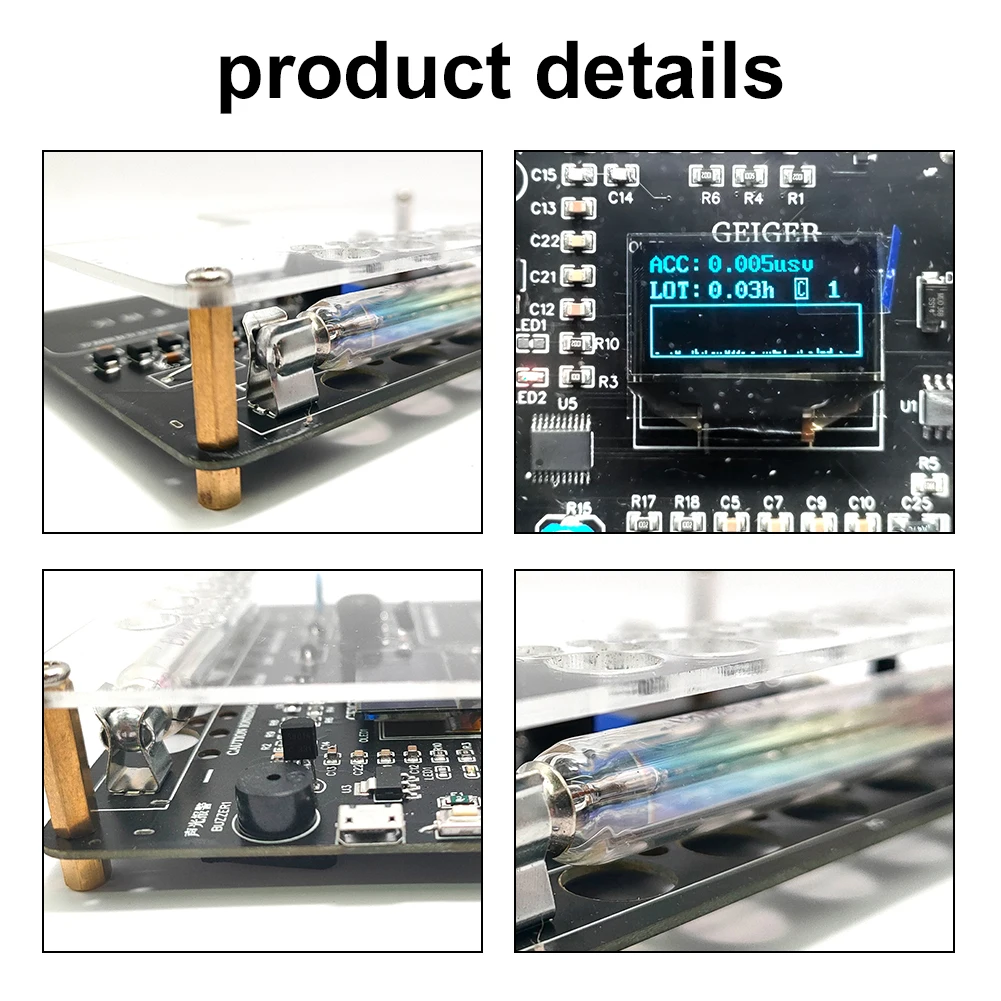 Assembled Nuclear Radiation Detector Kit Geiger Counters DIY Geiger Counter Module Miller Tube GM Tube Radiation Meter DIY Kits