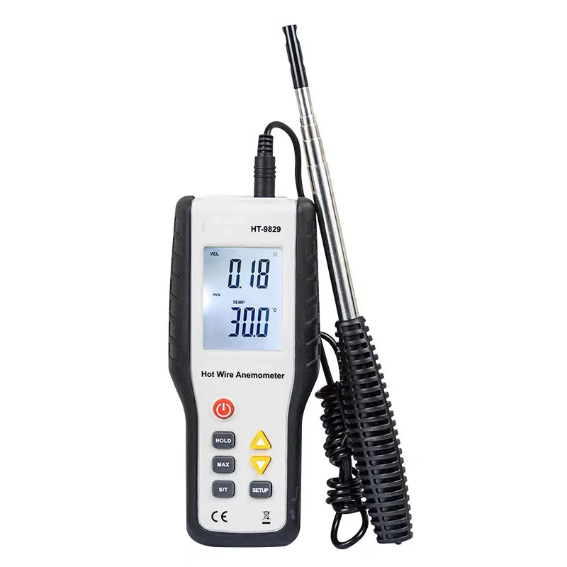 

2023 HTI Most Portable Anemometer High Precision Industrial HT-9829 Hand-held Hot Wire Anemometer Digital