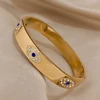 Evil Eyes Stainless Steel Bracelet for Women Luxury Design Rhinestone Wide Cuff Bangles Bracelets Waterproof Jewelry Gifts 6
