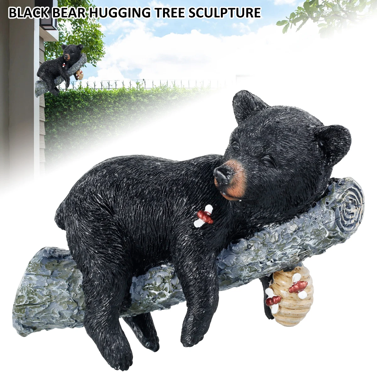 

Черный медведь, украшение для сада, милая декоративная черная лампа, водонепроницаемая смола, черная лампа, украшение для сада, подарки
