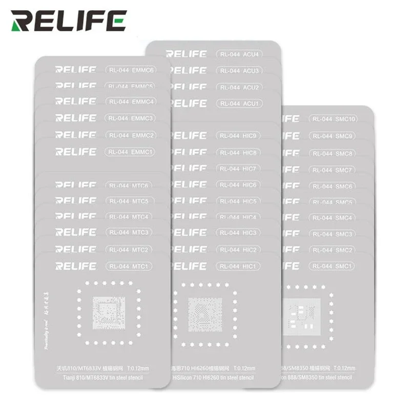 

RELIFE RL-044 Android CPU Tinned BGA Reballing Stencil Kits Set Solder for Android Kirin Qualcomm Hisilicon Snapdragon Dimensity