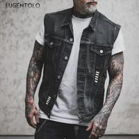 Chaqueta vaquera de calavera para hombre, chaleco vaquero de motocicleta de talla grande, ropa de calle de primavera y verano 2