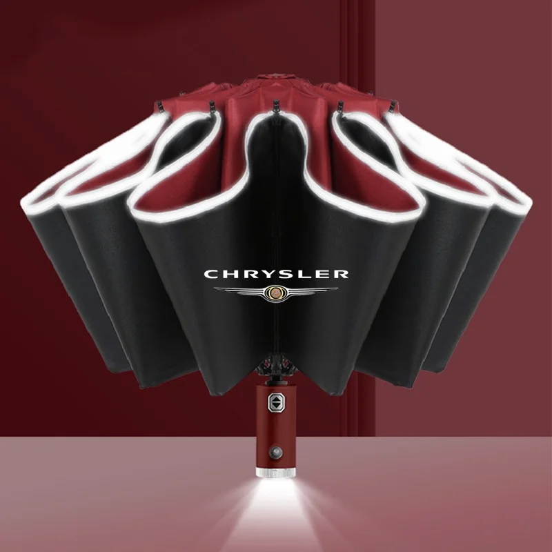 

Automatic Reflective Stripe Reverse Led Light 10 Ribs Windproof Umbrellas For Chrysler 300c 300 Pacifica 200 Sebring PT Cruiser