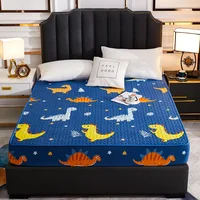 Waterproof Quilted Mattress Cover for Kids Cartoon Dinosaur Printed Bed Sheet160x200cm Single/Double/Queen/King Bed Cover180x200 2