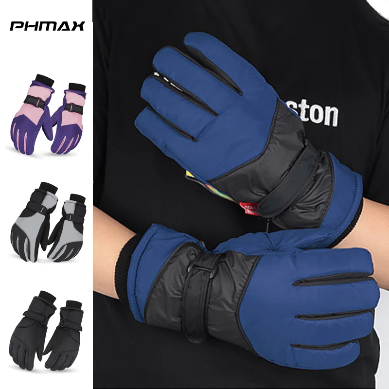 PHMAX Ski Gloves Winter Windproof Snowboard Gloves Men Women Wind Proof