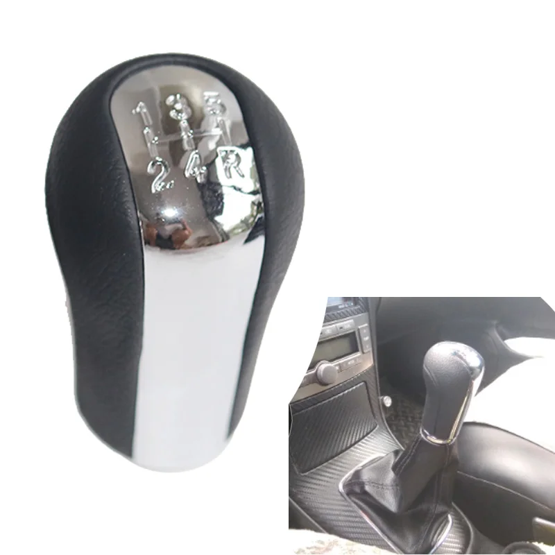 5 Speed Manual Shift Knob Gear Shifter Stick Nob Leather Head For