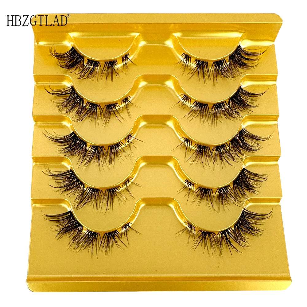 

5pairs Mink Eyelashes Invisible Band Lash Extension Natural False Eyelashes Cross Cluster Fairy 3D Faux Big Eye Long Fake Lashes