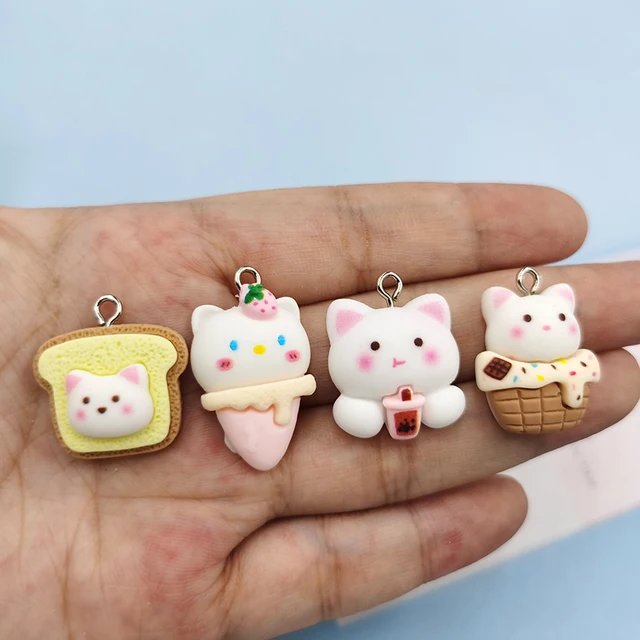 10Pcs Kawaii Cute Animal Cat Resin Charms Pendants For Jewelry Making DIY  Cr-YN