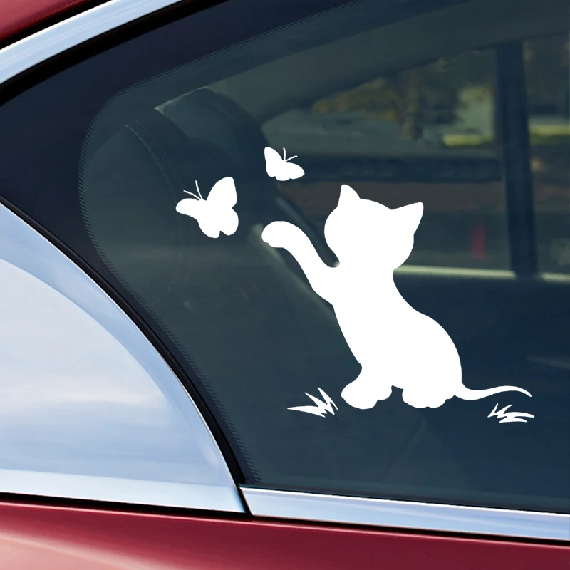 

22342# Various Sizes Die-cut Vinyl Decal Cat Butterfly Car Sticker Waterproof Auto Decors for Bumper Rear Window